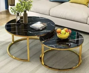 1 + 1 New Modern Living Room Marble Center Table - Black Top