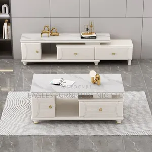 A Set of Wooden Tv Stand and Center Table
