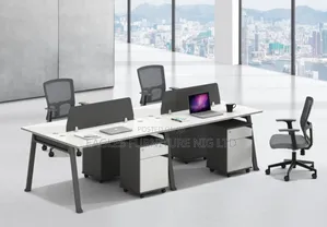 Luxury Black and White Work Station With 4 Drawer