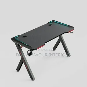 Office Table With Led Lights - Black