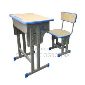 Height Adjustable Dual Pole Desk and Chair for College