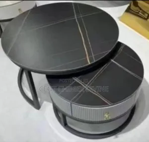 Black Marble Center Table With Drawer