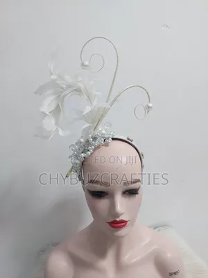 White Beaded Facinator