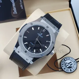 Hublot Automatic Black Leather Watch