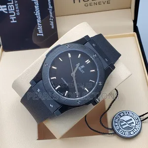 Hublot Automatic Black Face Leather Watch