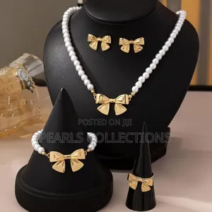 Quality Pearl Necklace, Earring, Bracelet and Ring Set