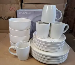 16 PCS White Glass Dinner Set Plates