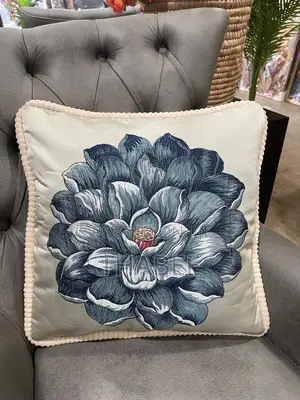 Nude Color Blue Design Fibre Throw Pillow