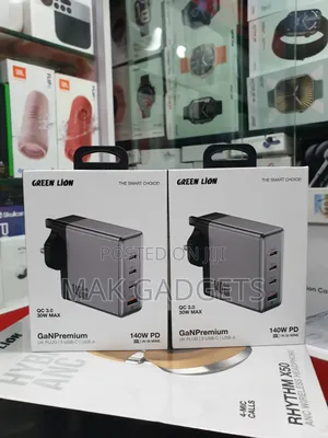 Green Lion Gan Premium Uk Plug Wall Charger 140w - Gray