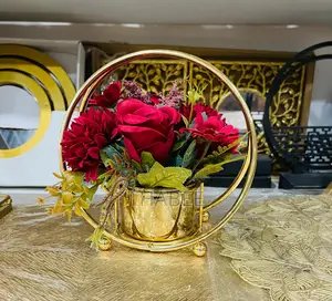 Artificial Rose Plant in a Circle Ceramic Vase