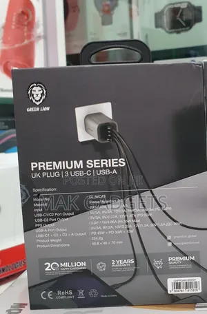 Green Lion Premium Series Fixed Plug Wall Charger Uk Plug Pd 100w