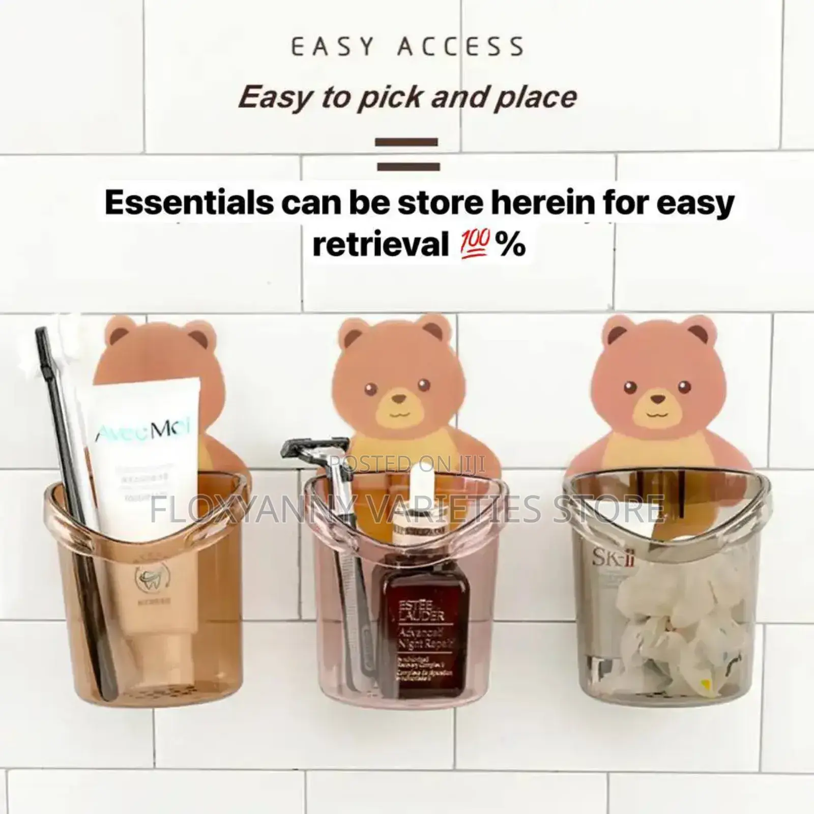 Multifunctional Cute Bear Tile Mounted Mini Storage Container