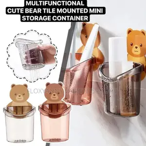 Multifunctional Cute Bear Tile Mounted Mini Storage Container