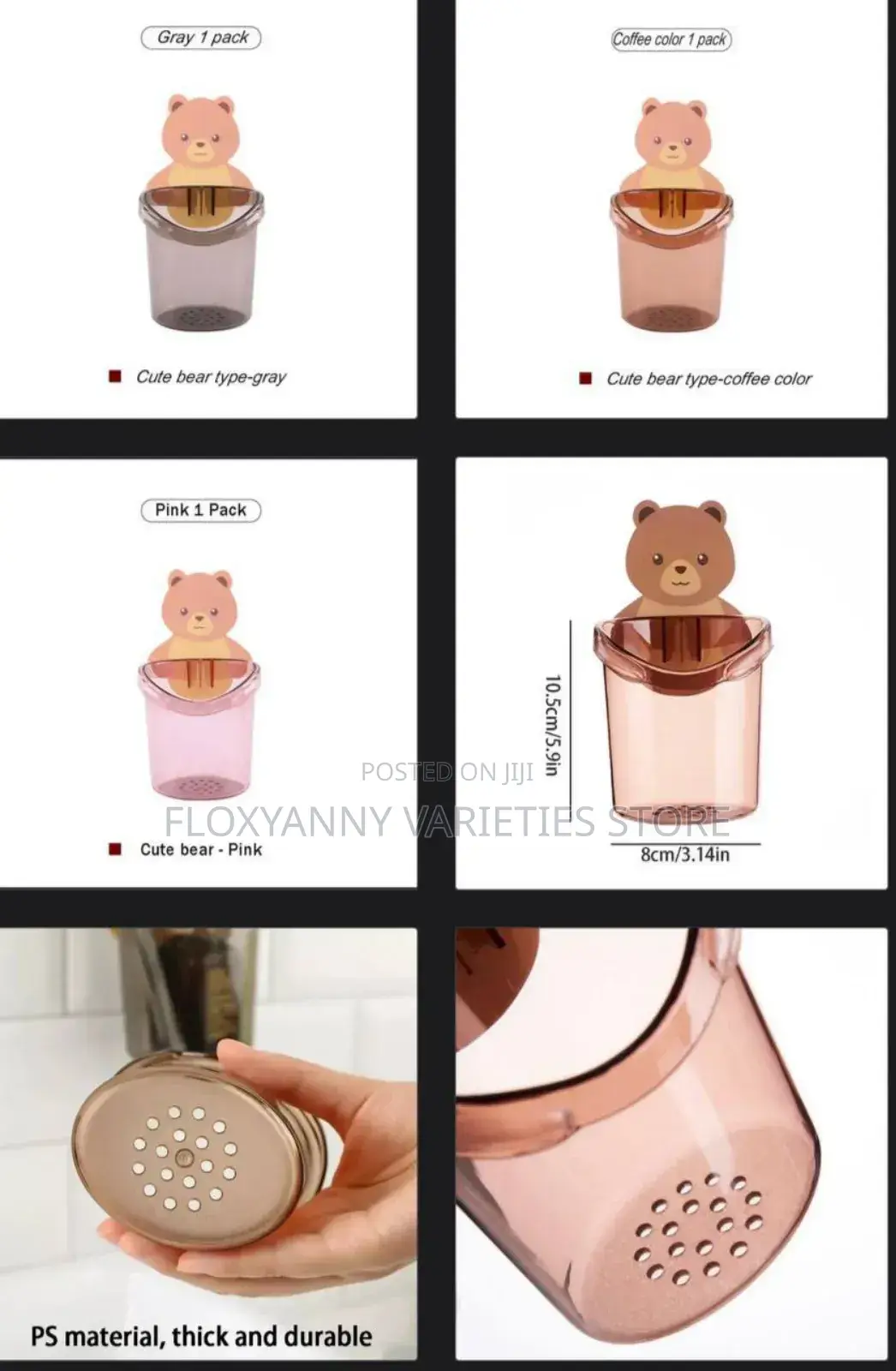 Multifunctional Cute Bear Tile Mounted Mini Storage Container