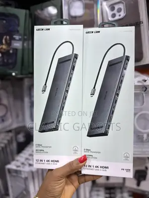 Green Lion 12-in-1 Hdmi Ethernet Usb-C Hub - Gray