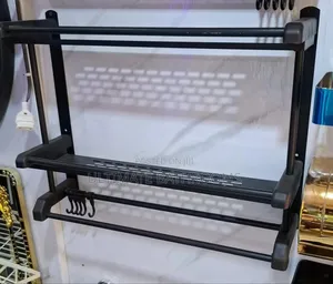 Black Double Storage Shelf With Hook