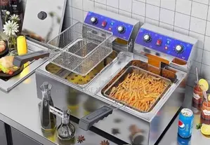 Double Tank Deep Fryer 17l X2 (Electric) 2 Basket Deep Fryer With Tap