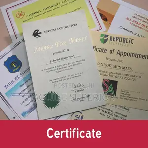 Printed Certificate For Seminars