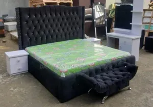 Quality 6x6 Bed With Two Bedsides and Console Mirror Foot Rest