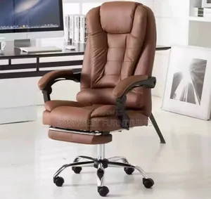 Brown Leather Office Chair With Body Massager.