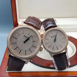 Original Piaget Unisex Iced Brown Genuine Leather Strap Watch