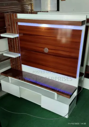 White N Brown Tv Console 4×4 Ft