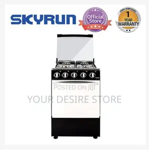 Skyrun 4 Burners(4+0) Gas Cooker, Automatic Ignition+ 60l Oven Black