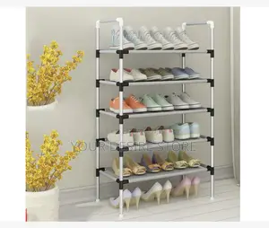 Stainless Shoe Rack + Steel Pipes for 20 Pairs 5-Layers