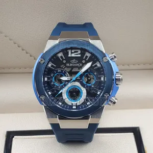 Original Elegance Blue Rubber Strap, Chronograph, Calendar Watch