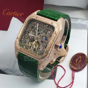 Original Cartier Green Genuine Leather Strap, Mechanical Watch