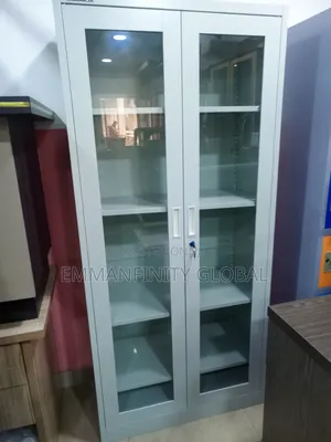 Full Height Glass Metal Shelves