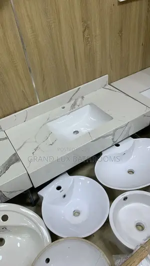 Marble Top Bathroom Vanity With Rectangular Integrated Sink