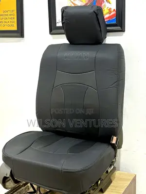 Plain Black Leather Car Seat Cover Universal 5 Seater