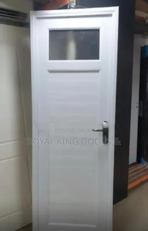 White and Brown PVC Toilet Door's Water Resistant Doors Bathroom Doors