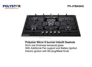 Polystar 5 Burner Inbuilt Gas Cooker 
All Gas