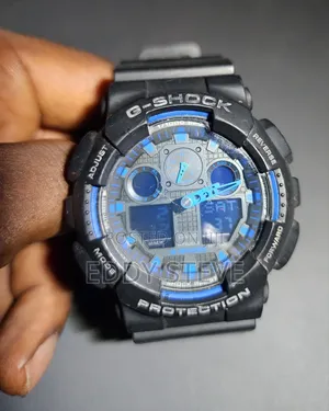 Casio G-Shock Ga-100-1a2 Blue Analog Digital Black Resin Men's Watch