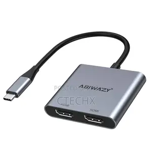2 in 1 Usb C Hub to Dual Hdmi for 2 Monitors for Macbook Pro/Air