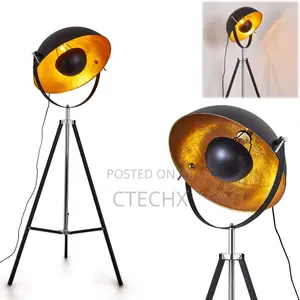 Floor Lamp Jupiter, Vintage Floor Lamp in Black/Gold