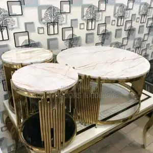 Morden Marble Center Table and 2 Side Stools