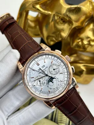 Original Patek Philippe Brown Genuine Leather Strap Watch in Store