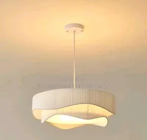 Modern White Creamy Style E27 Chandelier Nordic Fabric Pendant Lamps