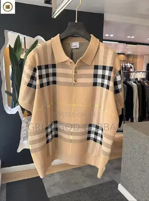 *Premium Luxury "Burberry" Patterned Polo* *Sweatshirt Short Sleeve