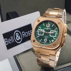 Bell Ross Style Men's Watch -Metal Strap,Battery Powered Chronograph