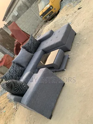Living Room L Shaped Fabric Sofa With Center Table It's Available