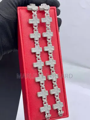 Cubic Zirconia Cross Cuban Bracelet