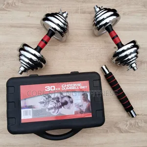 2-in-1 Multi Purpose Pairs of 15kg Chrome Adjustable Dumbbell .