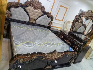 Quality Turkish Coffee Brown and Gold Royal Bed With Wardrobe