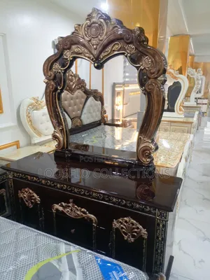 Quality Turkish Coffee Brown and Gold Royal Bed With Wardrobe