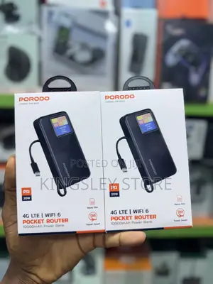 Porodo 4g Lte | Wifi 6 Pocket Router With 10000mah Power Bank