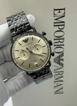 Original Emporio Armani Silver Stainless Steel, Calender Watch